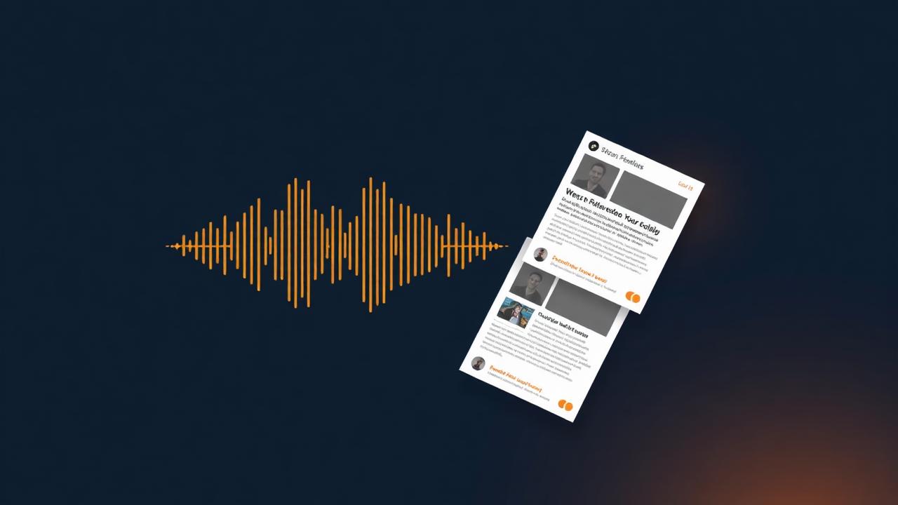 Diagram of a podcast waveform extracted into a stack of ready-to-publish posts
